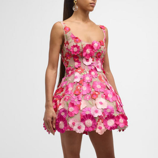 When in Paris Pretty Pink Floral Dress