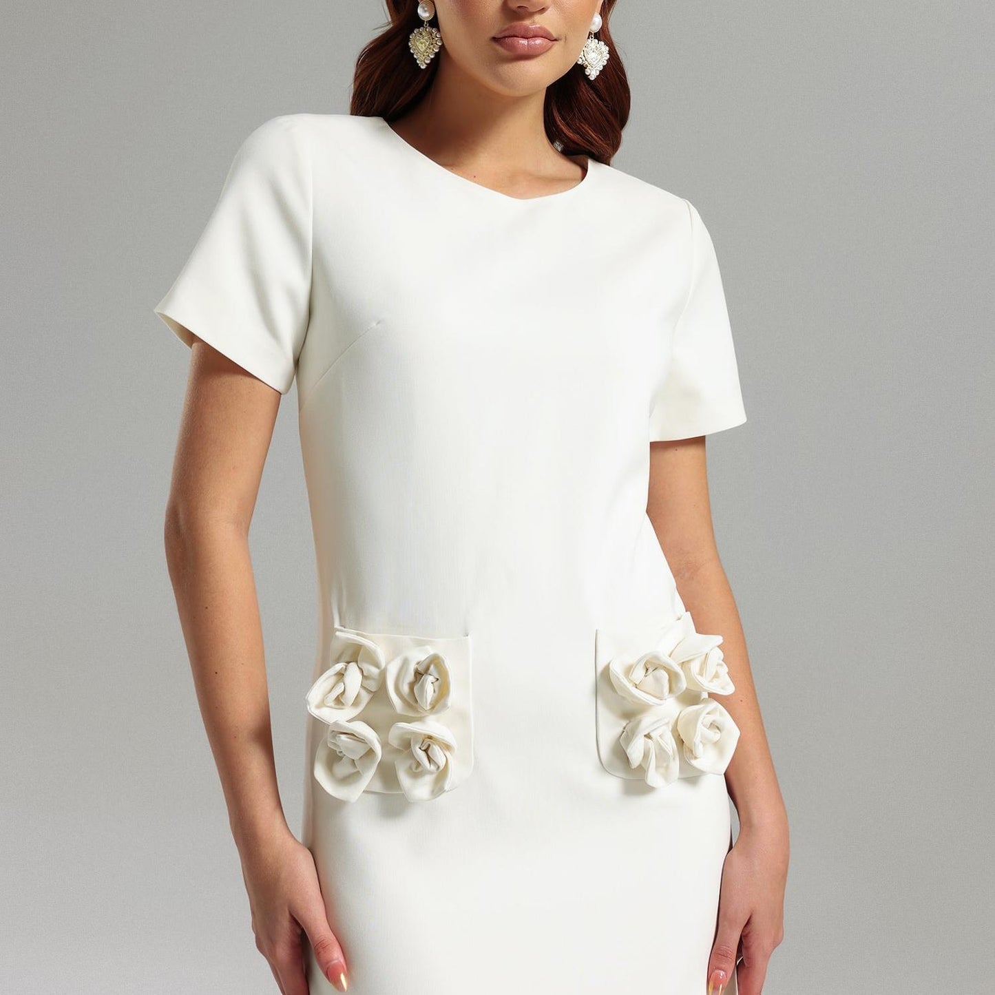 Riley White Floral Elegant Dress Mini