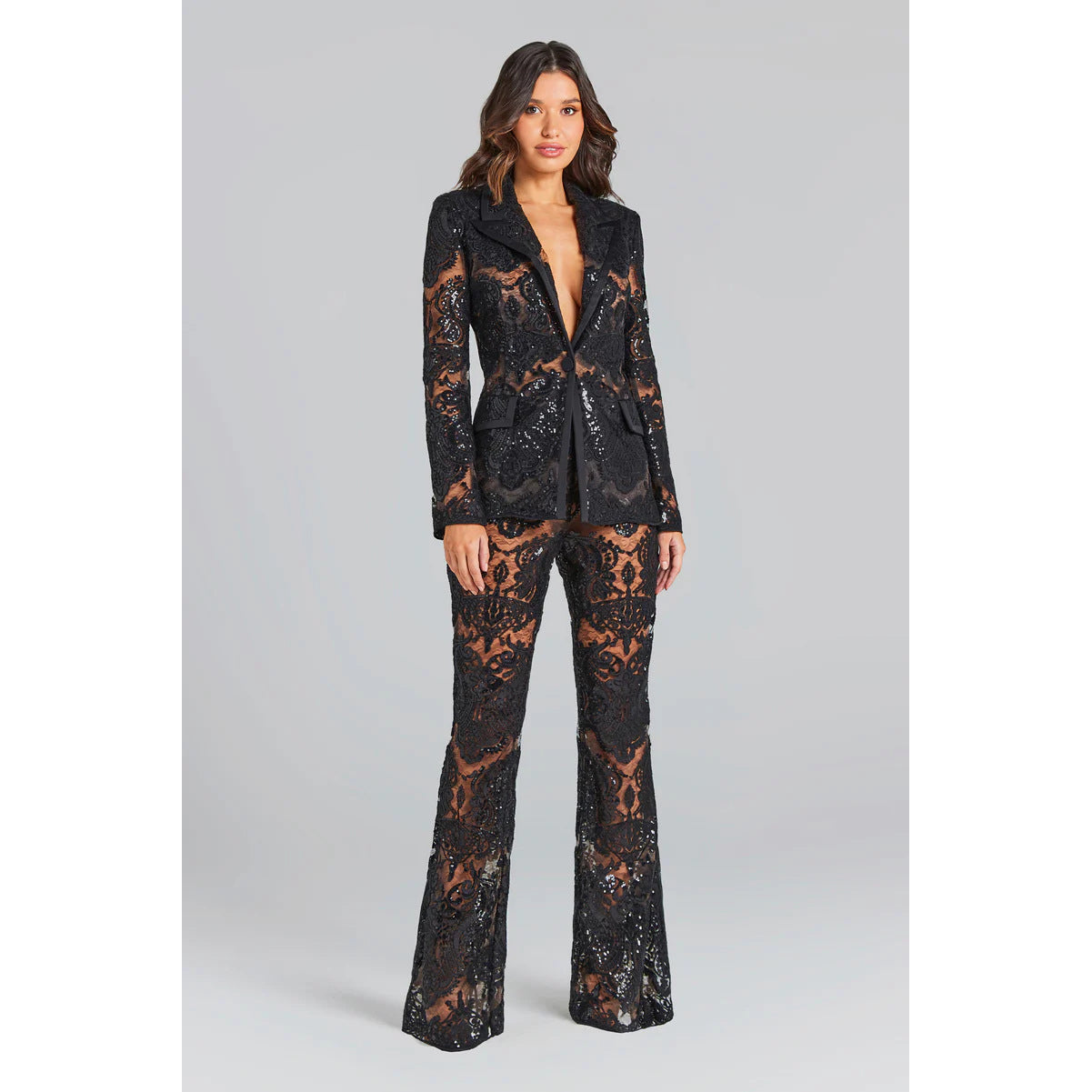 Bonnie Black Two-Piece Sequined Pants Suit – Sparkle with Confidence