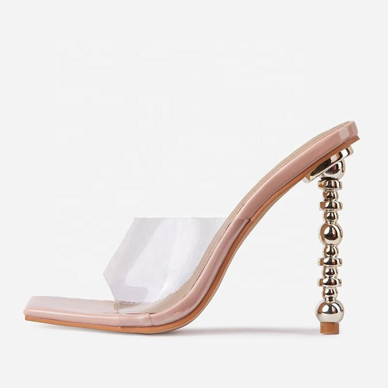 Clear High Heel Ladies Shoes Slippers Mules
