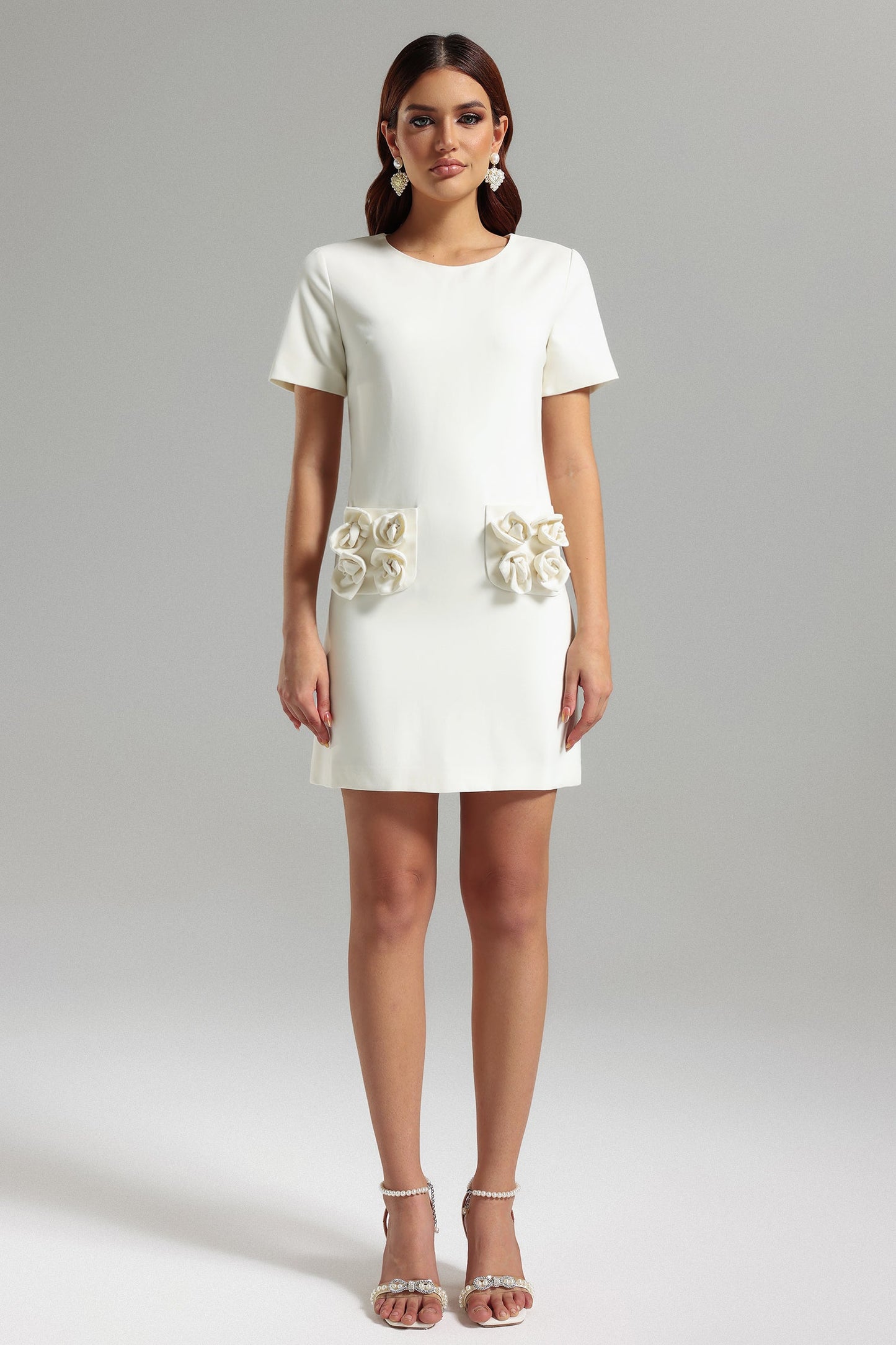 Riley White Floral Elegant Dress Mini