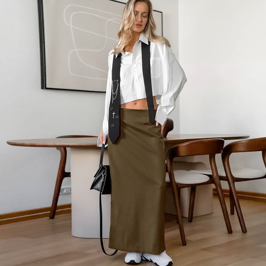 Low Waist Straight Street Wear Casual Long Skirt For Women