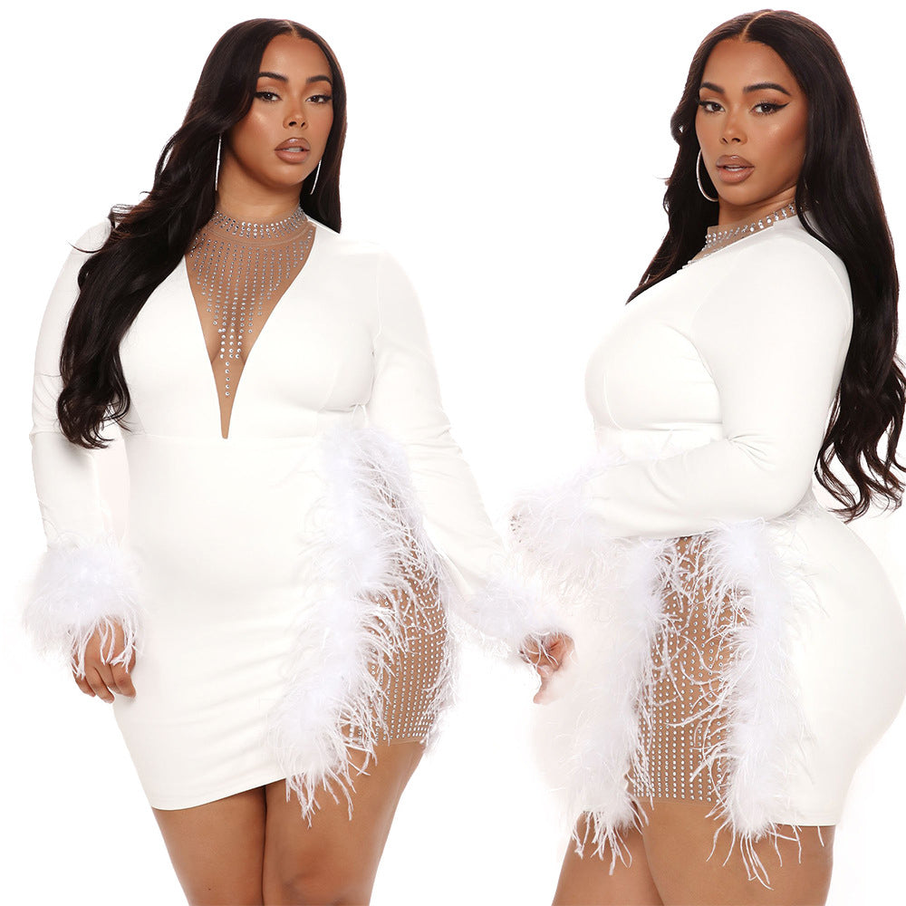 Plus size Feather Party Dress