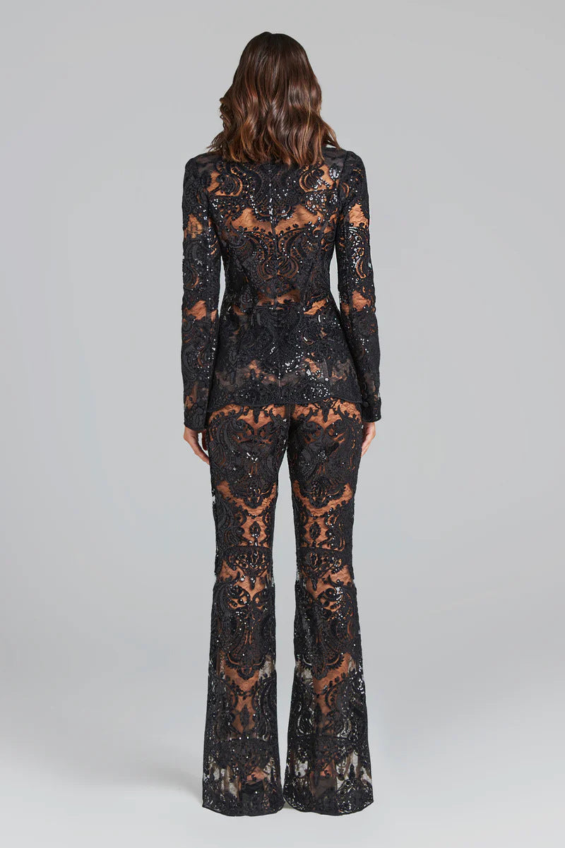 Bonnie Black Two-Piece Sequined Pants Suit – Sparkle with Confidence