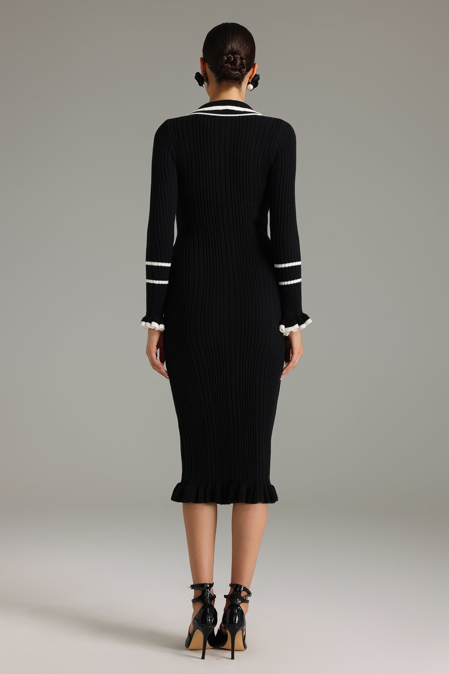 Josie Flounced Knitted Midi Dress