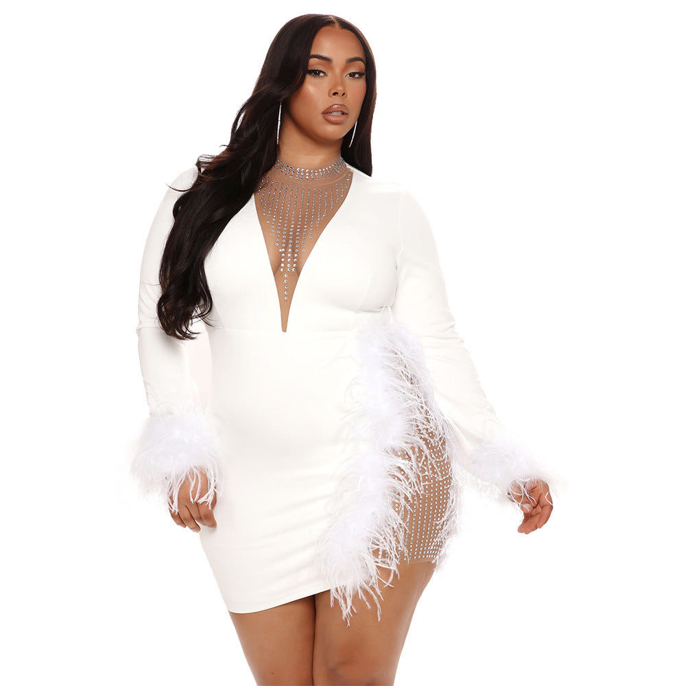 Plus size Feather Party Dress