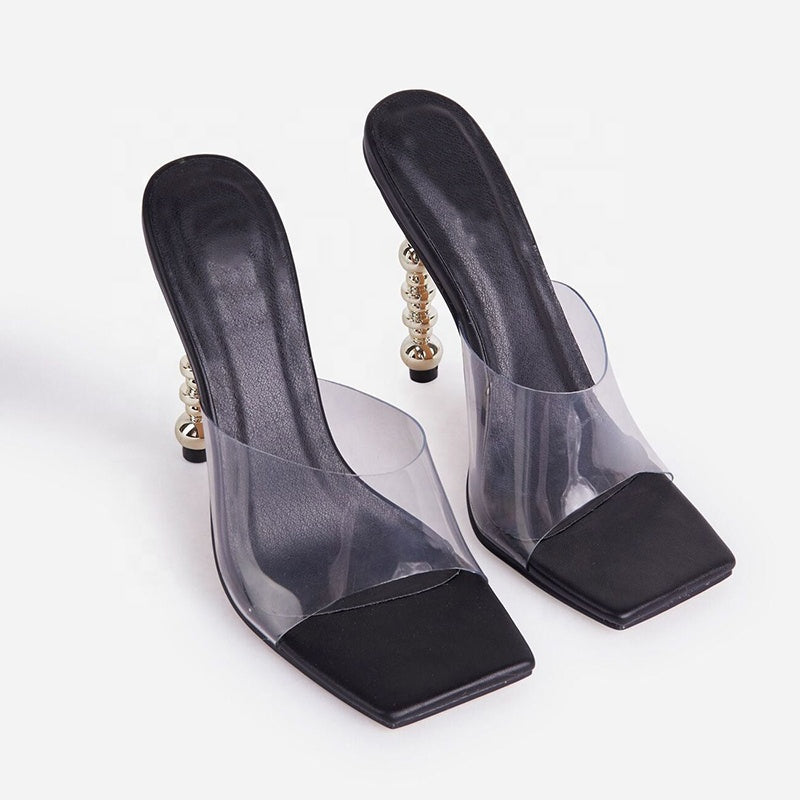 Clear High Heel Ladies Shoes Slippers Mules