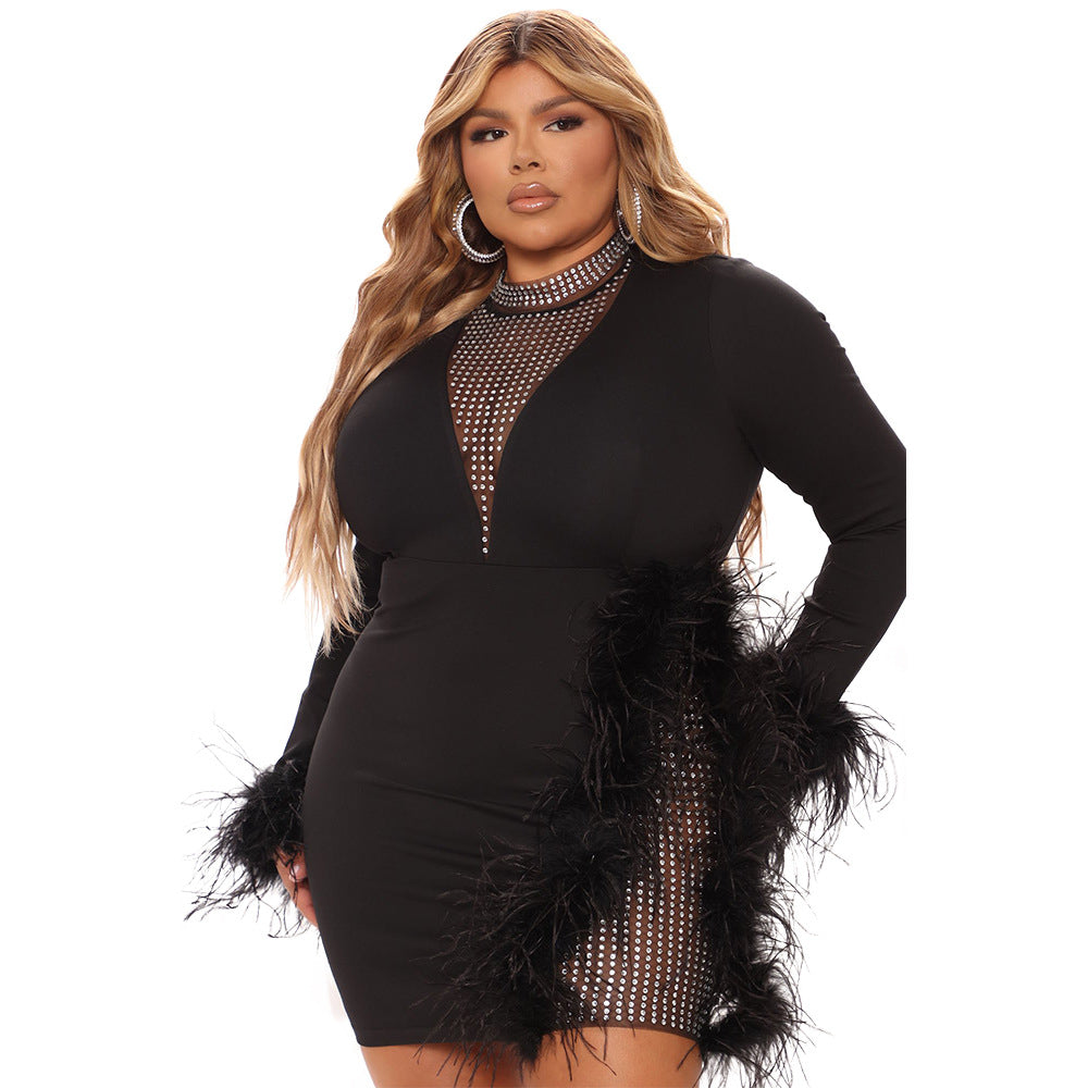 Plus size Feather Party Dress