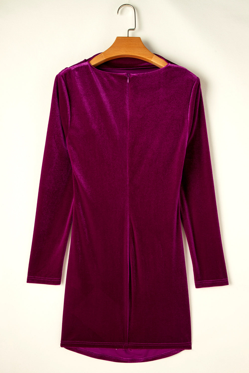 Pitaya Pink Velvet Mock Neck Ruched Long Sleeve Bodycon Dress